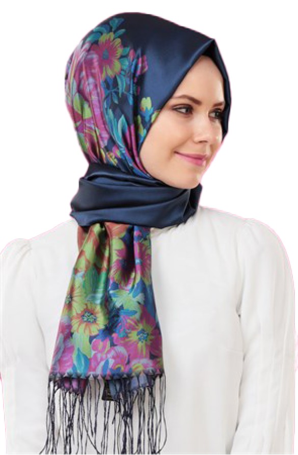 Cachmira Dijital Tafta Lacivert Şal